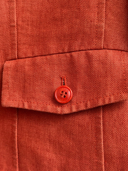 Pauw Amsterdam Linen Military Jacket Rust Terracotta Cupro Lining Size 4 Made in Europe