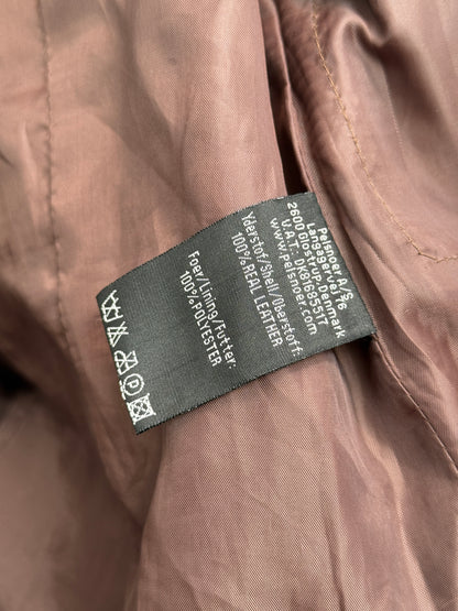 Distressed Brown Leather Trench Jacket, Womens M