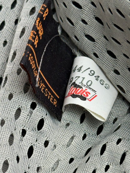 Vanucci Black Leather Racing Motorcycle Jacket with White Piping, IT 54, Men