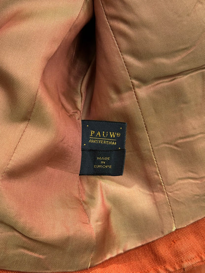 Pauw Amsterdam Linen Military Jacket Rust Terracotta Cupro Lining Size 4 Made in Europe