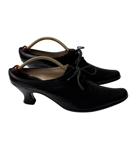 Dries Van Noten Vintage black leather lace-up mules size 39