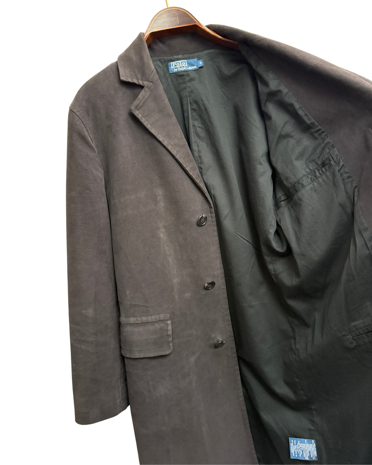 Polo Ralph Lauren long coat in dark grey washed cotton Men's S
