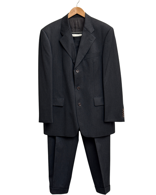 Hugo Boss Charcoal Three Piece Wool Suit 50 Men