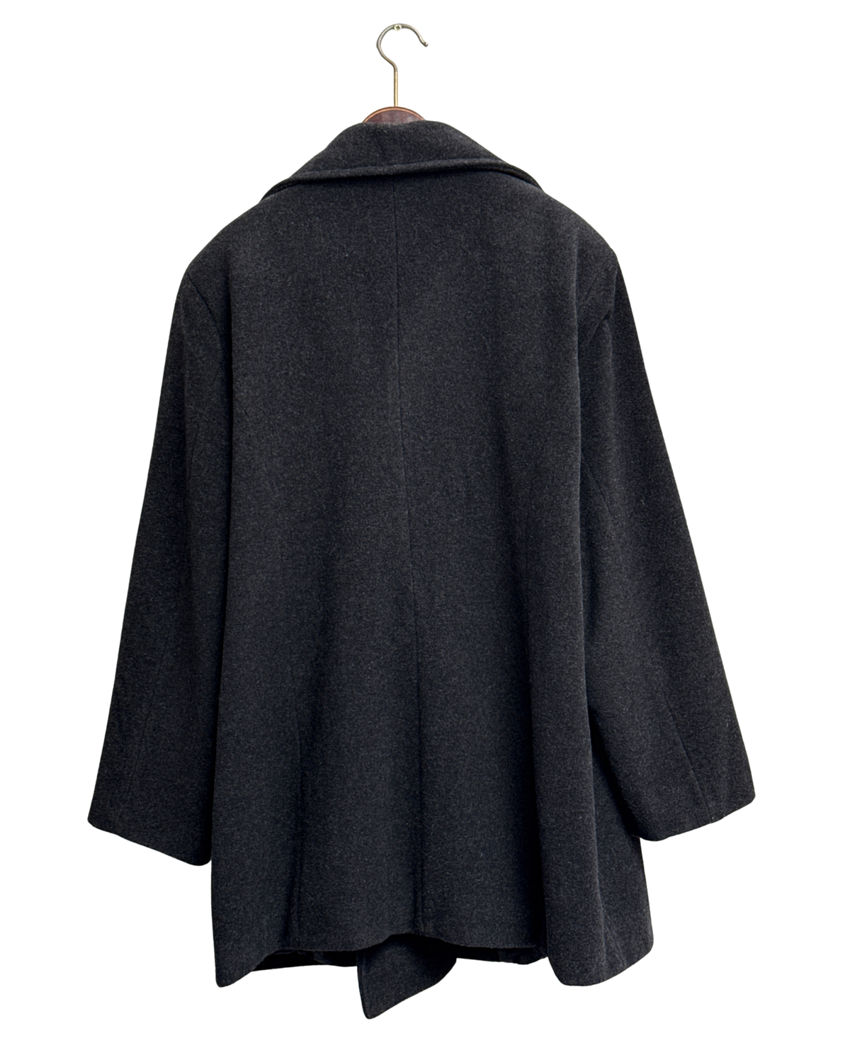 Vintage Italian Wool Blend Double Breasted Peacoat Charcoal L Men
