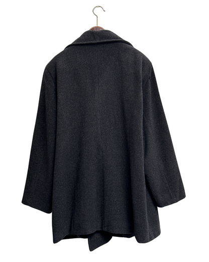 Vintage Italian Wool Blend Double Breasted Peacoat Charcoal L Men