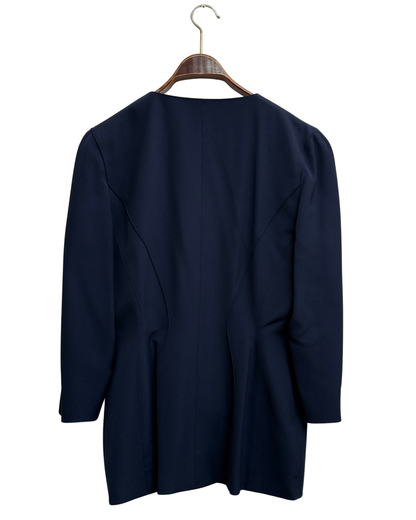 Thierry Mugler vintage navy wool blazer with gold wing motifs size 42
