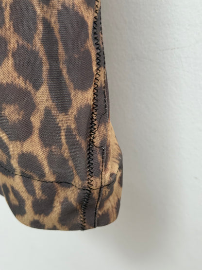 Plein Sud Jeans Y2K Leopard Print Mesh Mini Dress Size 38