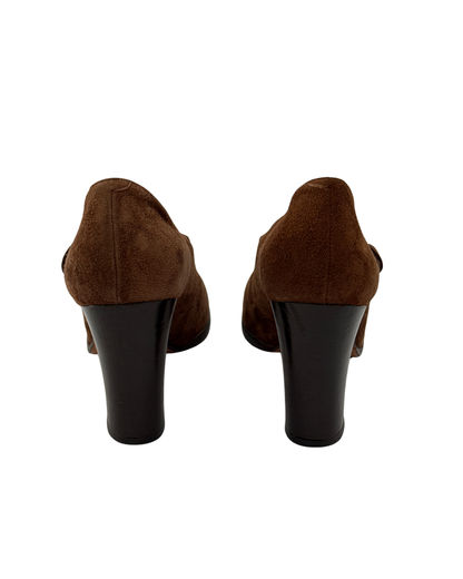 Iceberg Vintage 1990s Brown Suede Mary Jane Block Heels 37 Women