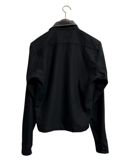 Thierry Mugler Paris Vintage 90s Two-Tone Shirt Black Grey Snap Buttons Made in France Size 38