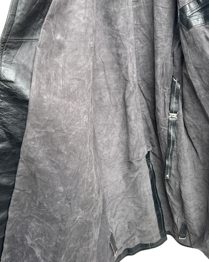 Verha Amsterdam Vintage Leather Trench Coat Black 1950s Size L