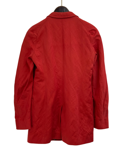 Dries Van Noten Red Wool and Cotton Blend Batwing Blazer Women Size 36