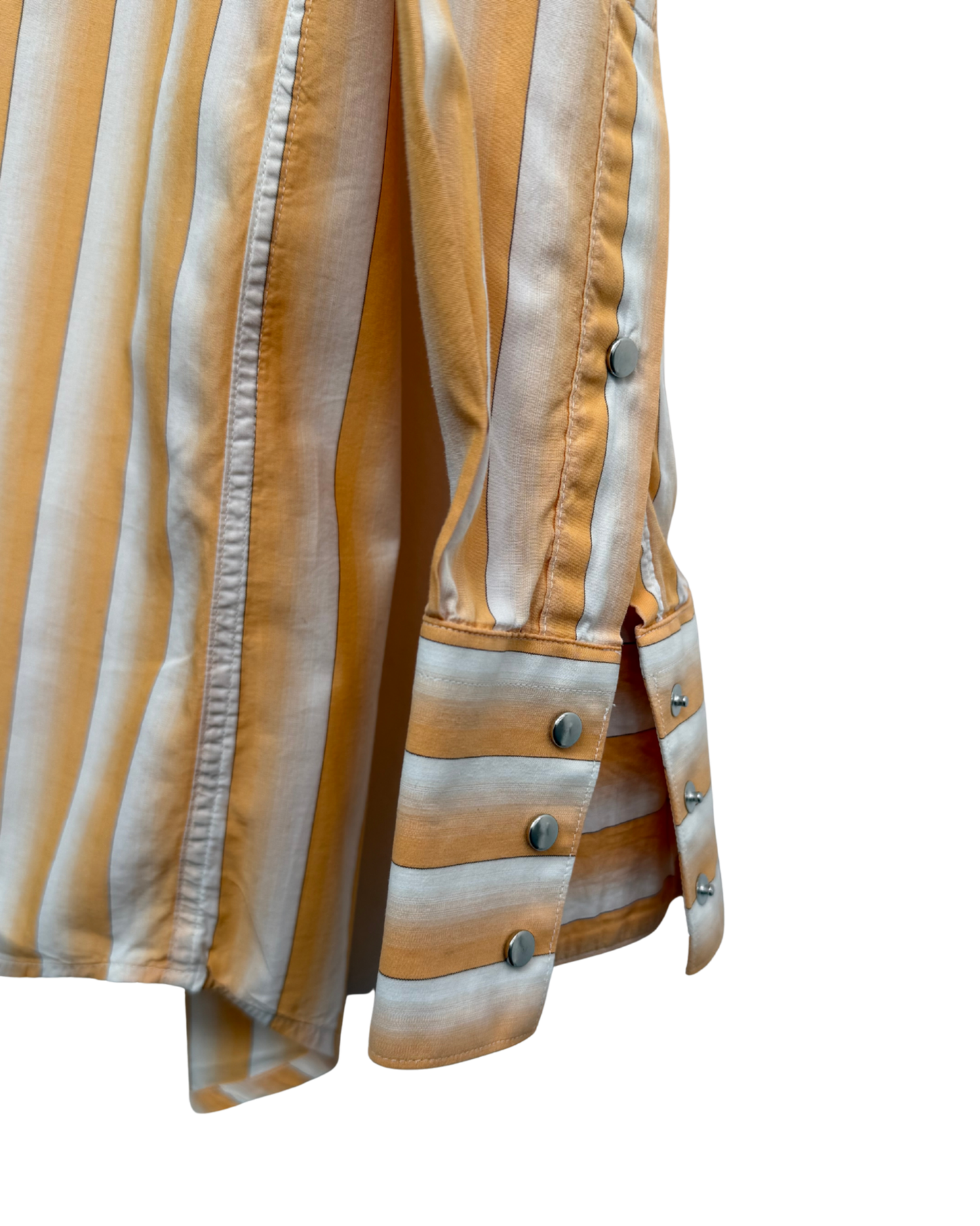 Thierry Mugler Paris Vintage 1980s Striped Cotton Shirt Amber White Made in France Size 39