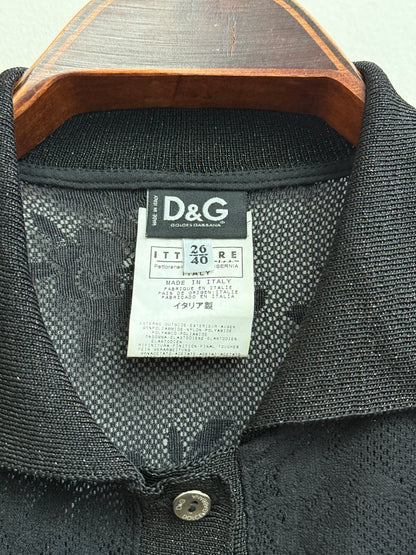 D&G Dolce & Gabbana vintage sheer black lace polo top 40 IT