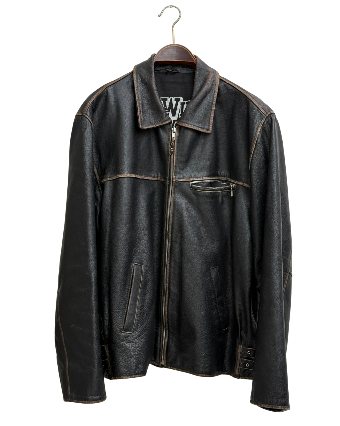 Wild Cats Vintage Leather Biker Jacket Mens XL