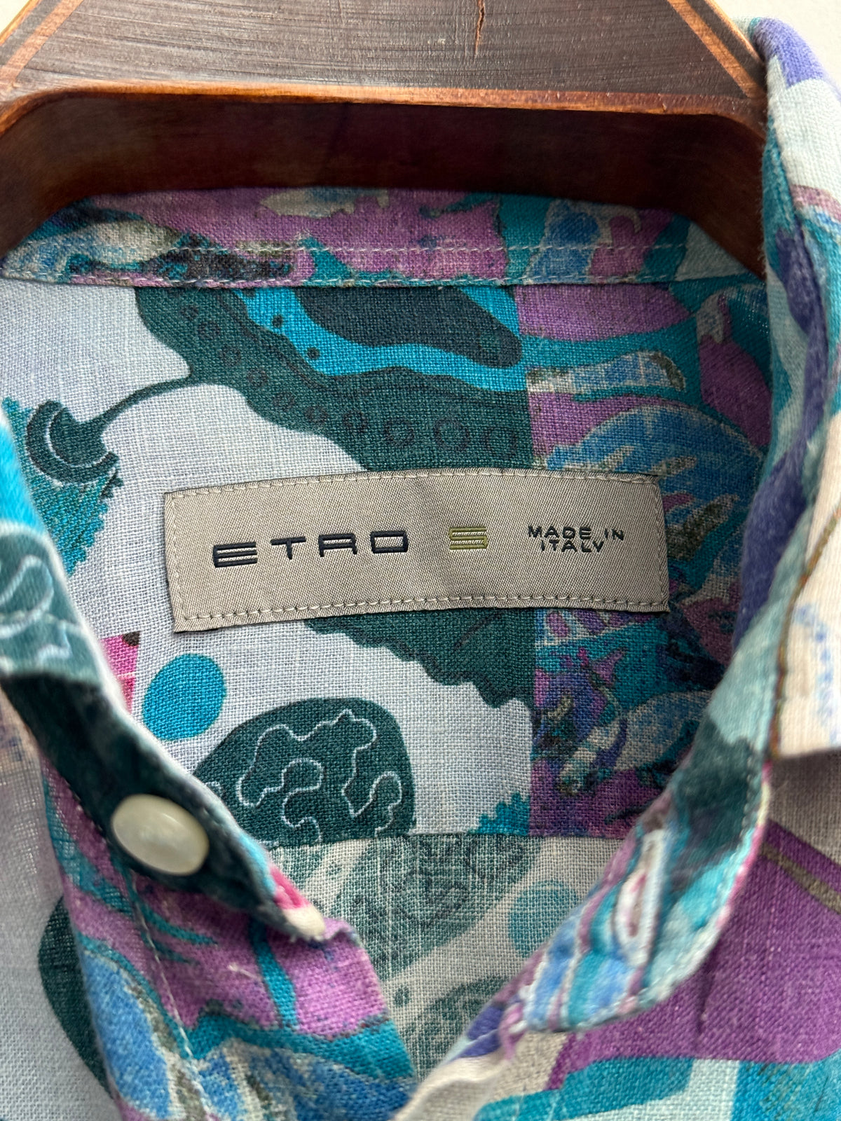 Etro Linen Patchwork Print Shirt S Men