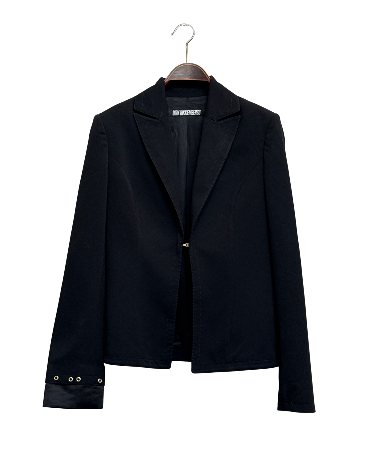 Dirk Bikkembergs Early 2000s Black Fitted Blazer Eyelet Cuffs IT 46 Women