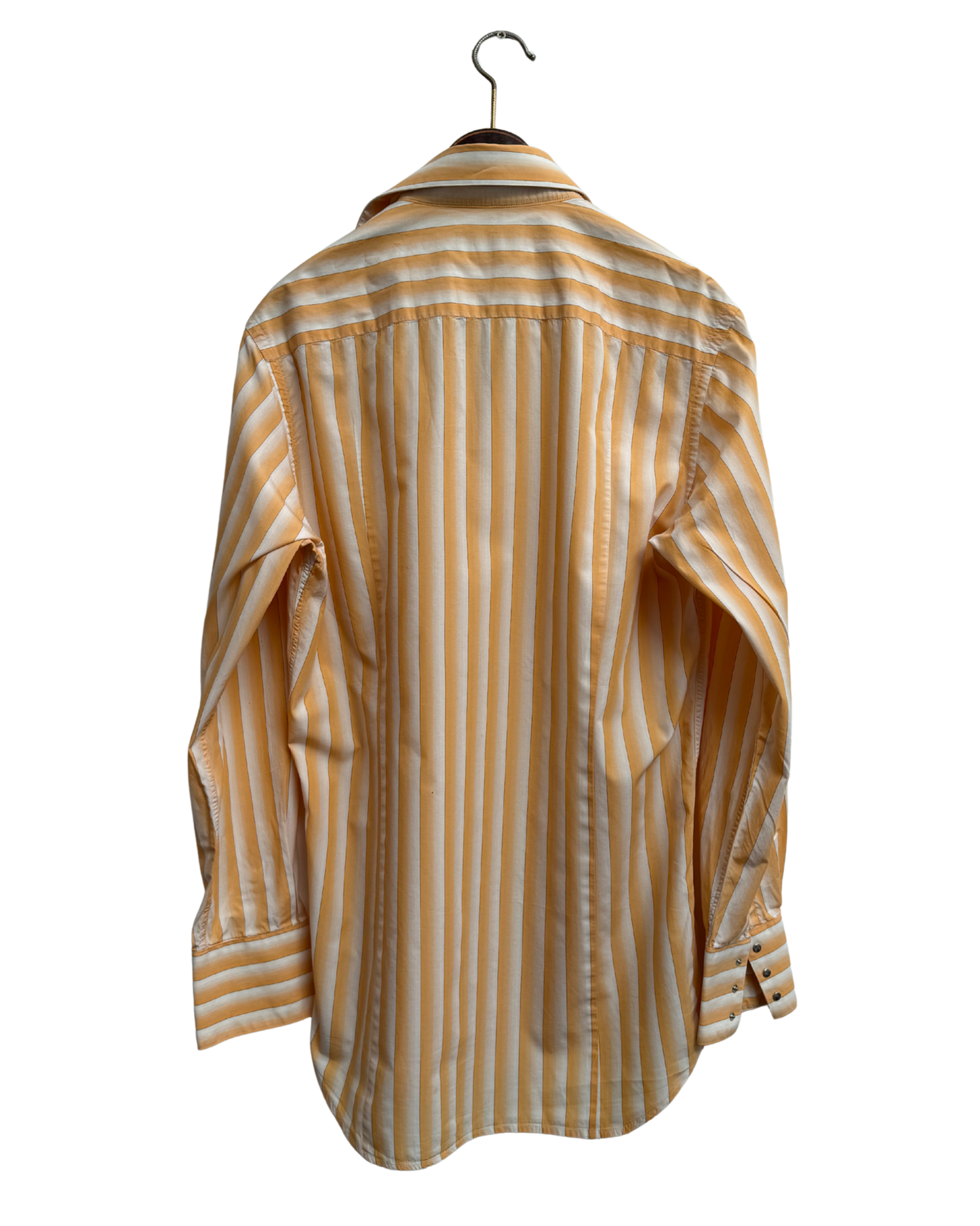 Thierry Mugler Paris Vintage 1980s Striped Cotton Shirt Amber White Made in France Size 39