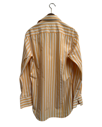 Thierry Mugler Paris Vintage 1980s Striped Cotton Shirt Amber White Made in France Size 39