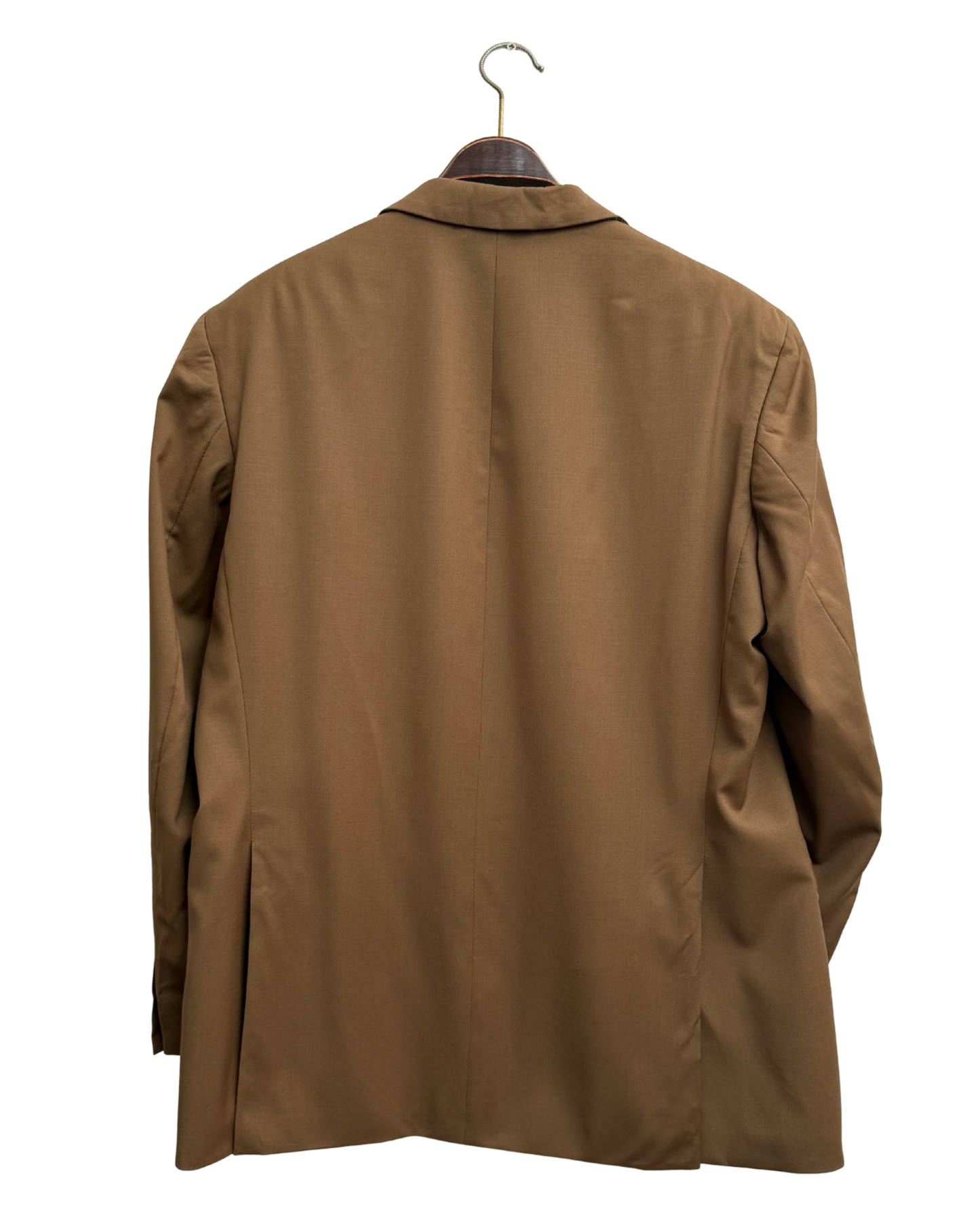 Christian Berg x Loro Piana Super 110s Virgin Wool Double Breasted Blazer Camel Tan Vintage 1980s-1990s