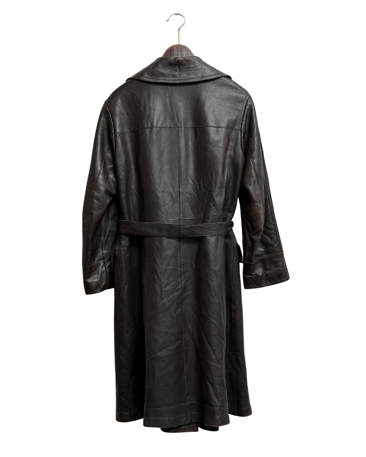 Friitala Vintage Brown Leather Trench Coat 38 Women
