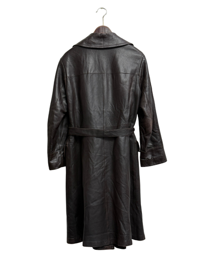Friitala Vintage Brown Leather Trench Coat 38 Women