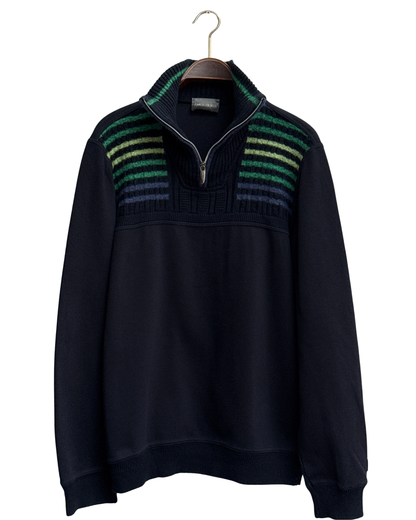 Carlo Colucci Striped Quarter Zip Sweater M Men
