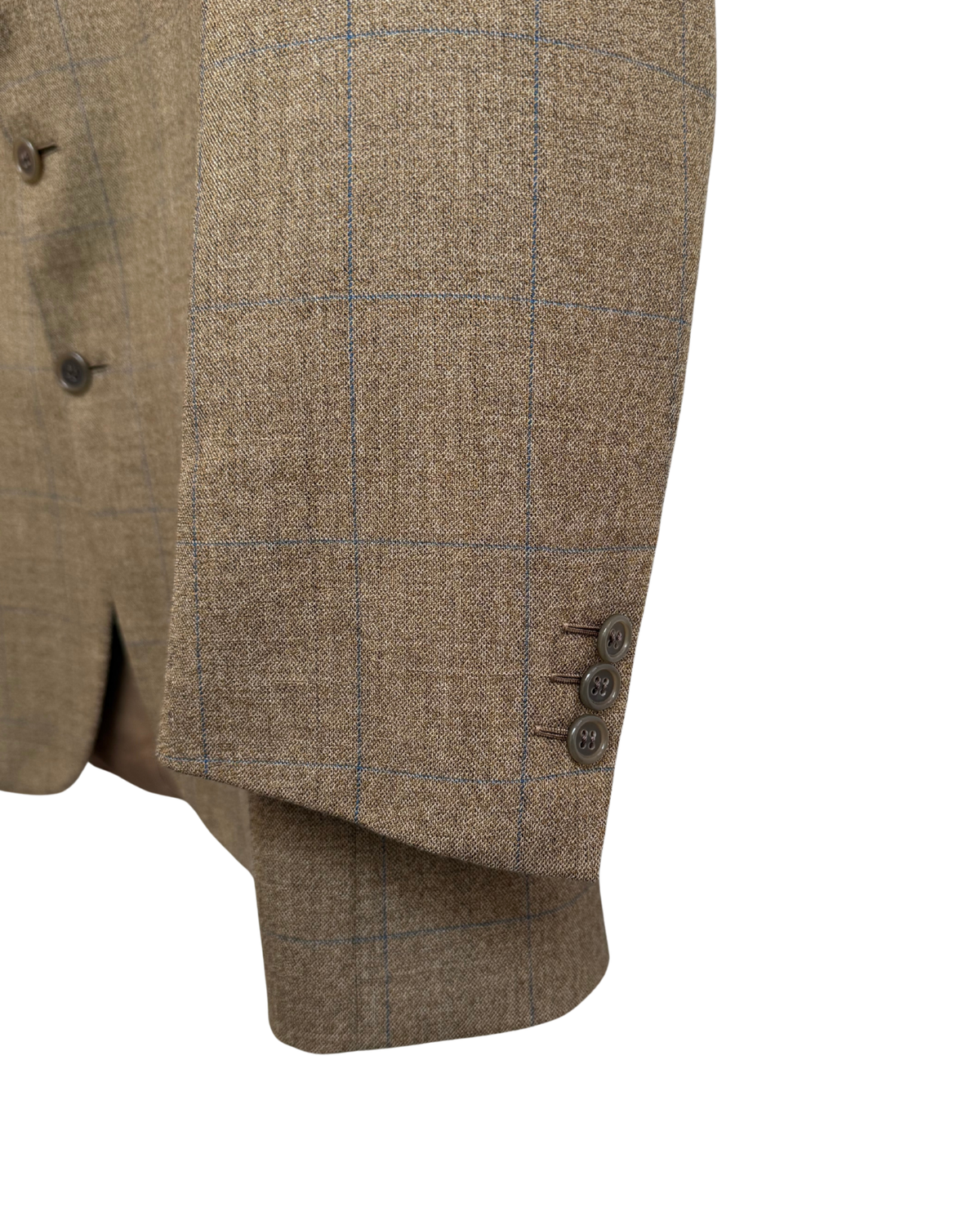 Brioni Vintage Wool Blazer Taupe Windowpane Check Tailored – Aemcy 