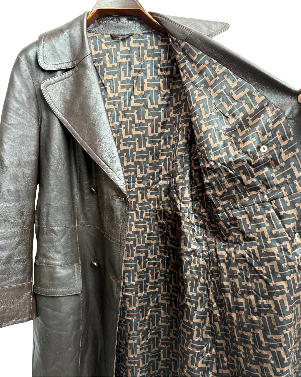 Friitala Vintage Brown Leather Trench Coat 38 Women