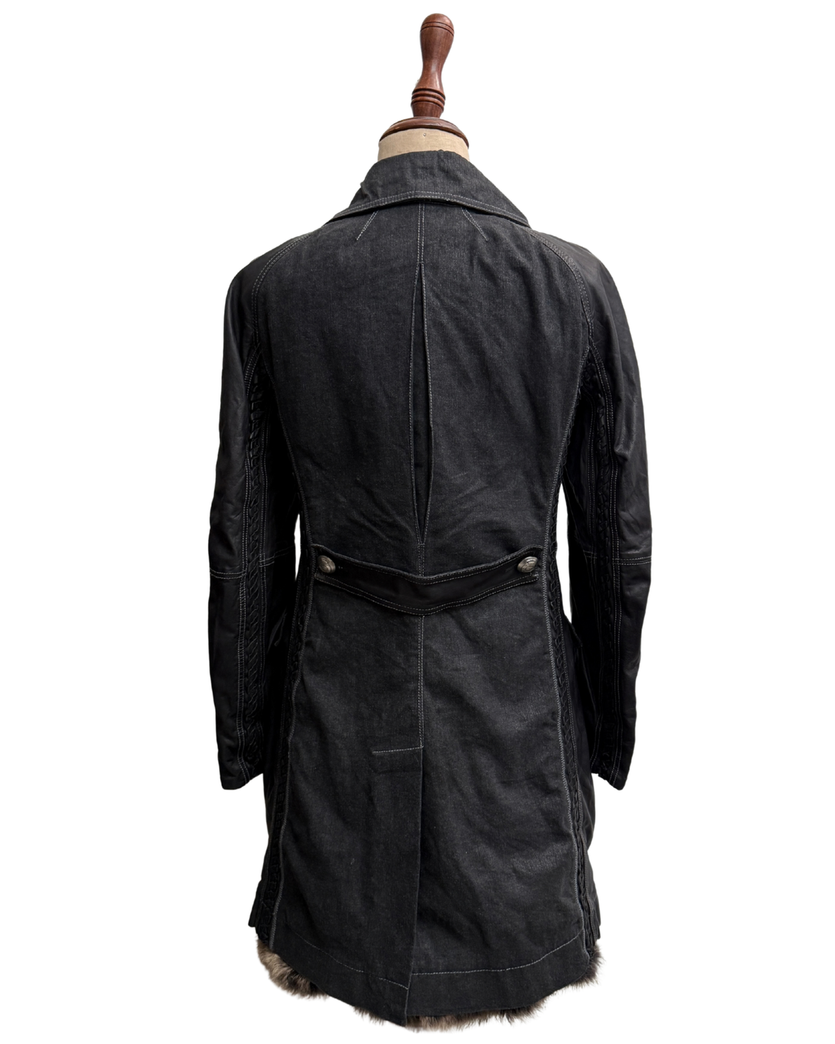 Christian Dior by John Galliano A/W 2006 Denim and Lambskin Coat with Rabbit Lining size 42