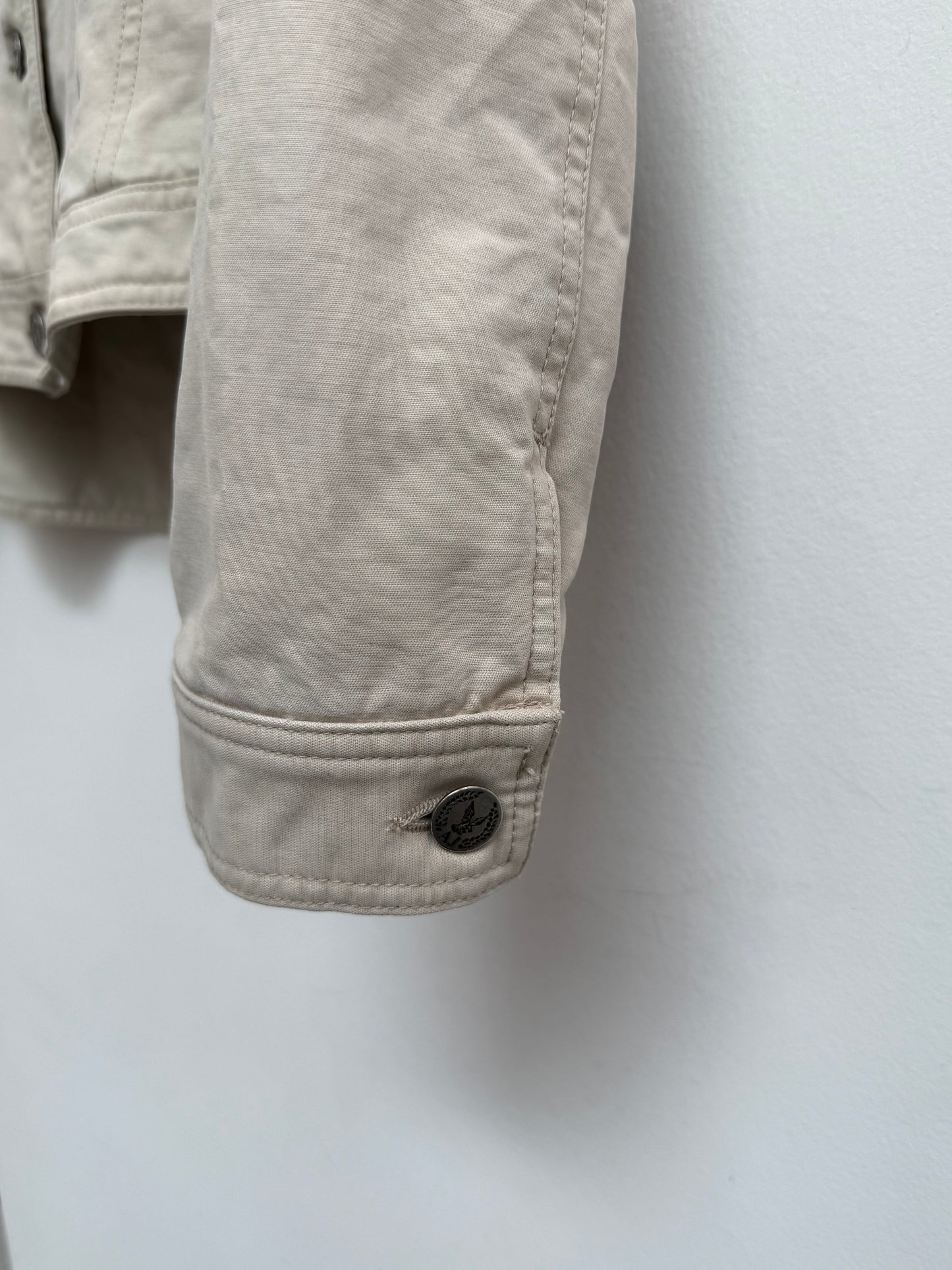 Armani Jeans Padded Cotton Trucker Jacket Cream Beige Made in Italy Size 44 IT