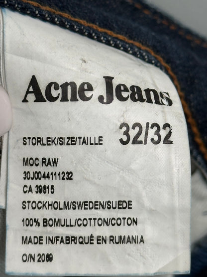 Acne Jeans MOC RAW Selvedge Denim Cut-Off Shorts Dark Indigo Size 32