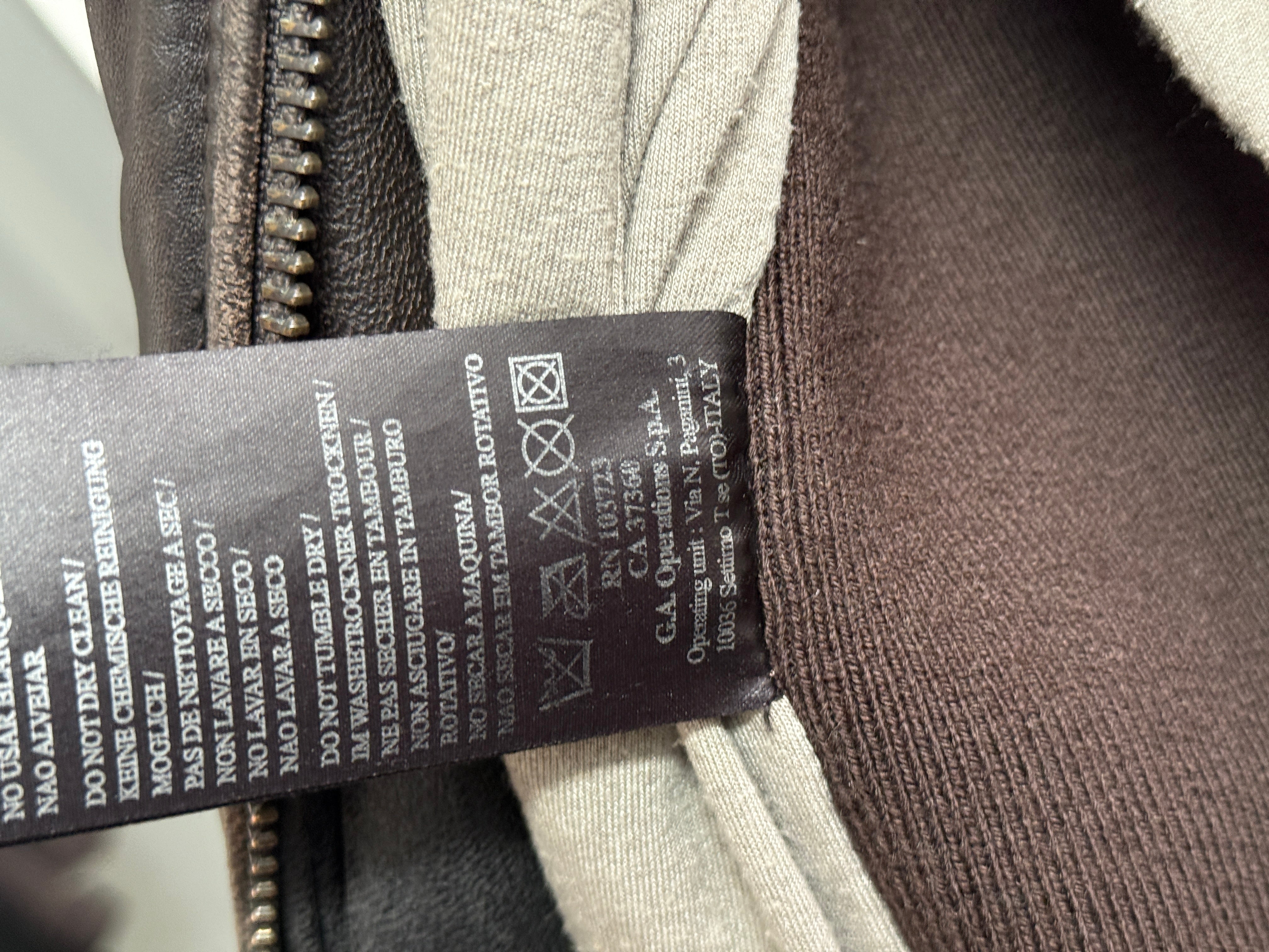 Armani Collezioni Brown Lamb Leather Quilted Jacket with Knit