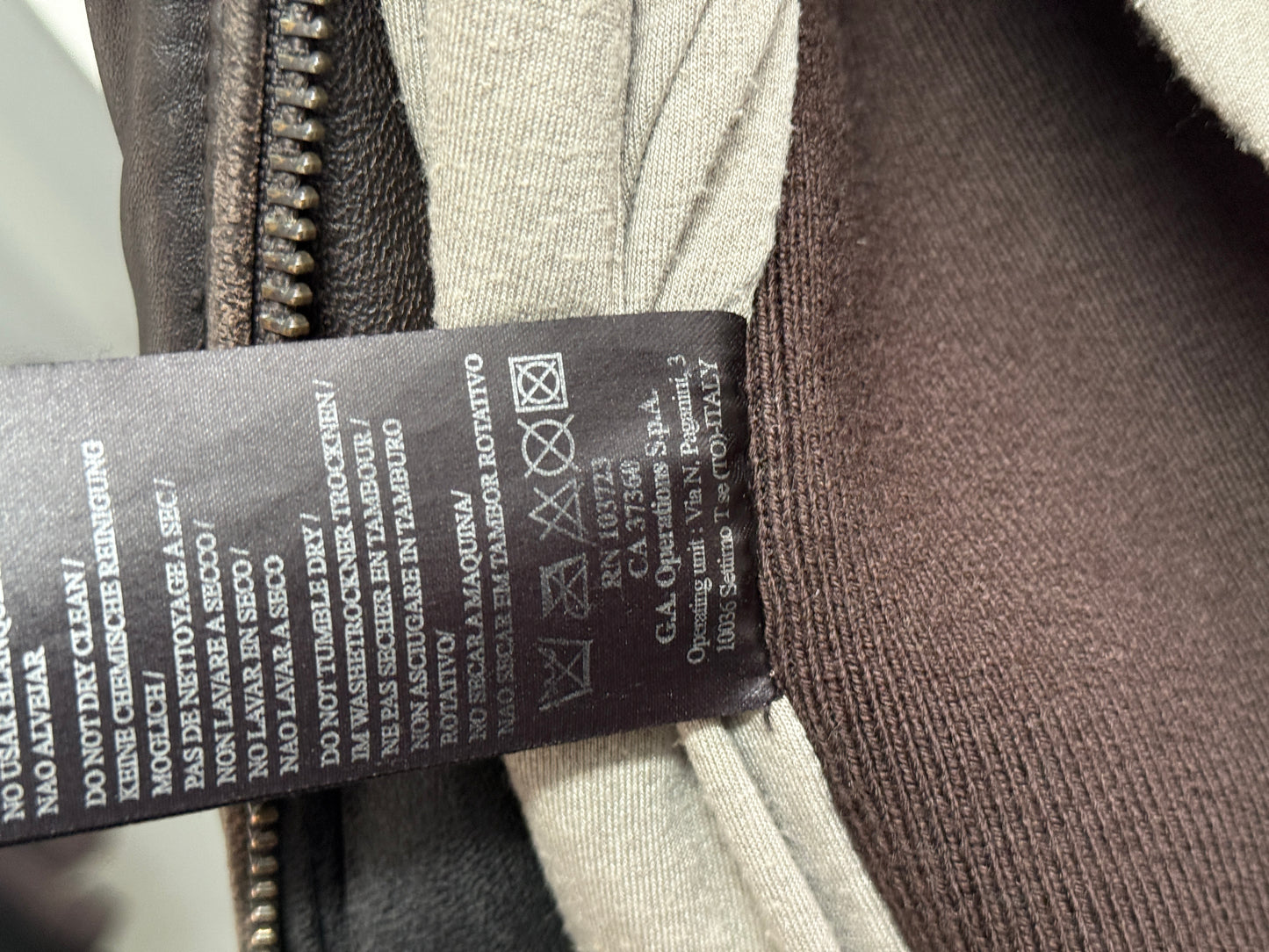 Armani Collezioni Brown Lamb Leather Quilted Jacket with Knit Panels Men Size 56