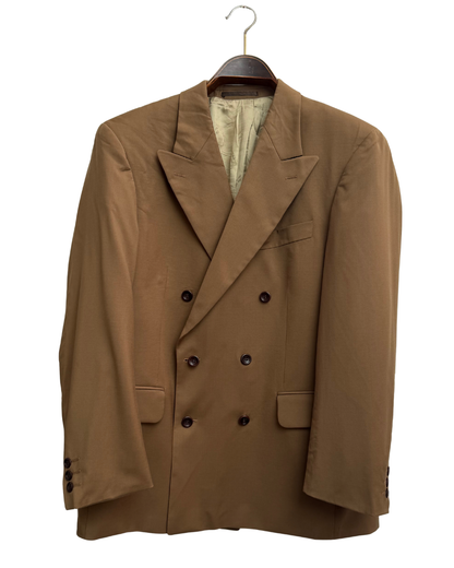 Christian Berg x Loro Piana Super 110s Virgin Wool Double Breasted Blazer Camel Tan Vintage 1980s-1990s