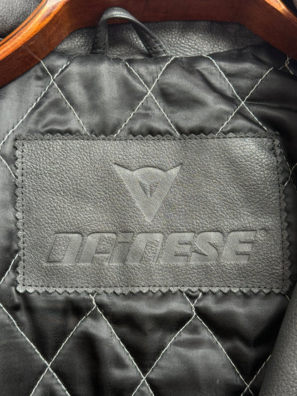 Dainese Vintage Padded Leather Motorcycle Jacket in Black Mens IT 52