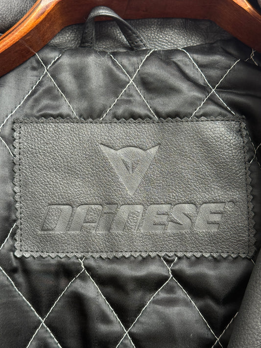 Dainese Vintage Padded Leather Motorcycle Jacket in Black Mens IT 52