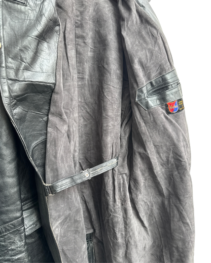 Verha Amsterdam Vintage Leather Trench Coat Black 1950s Size L
