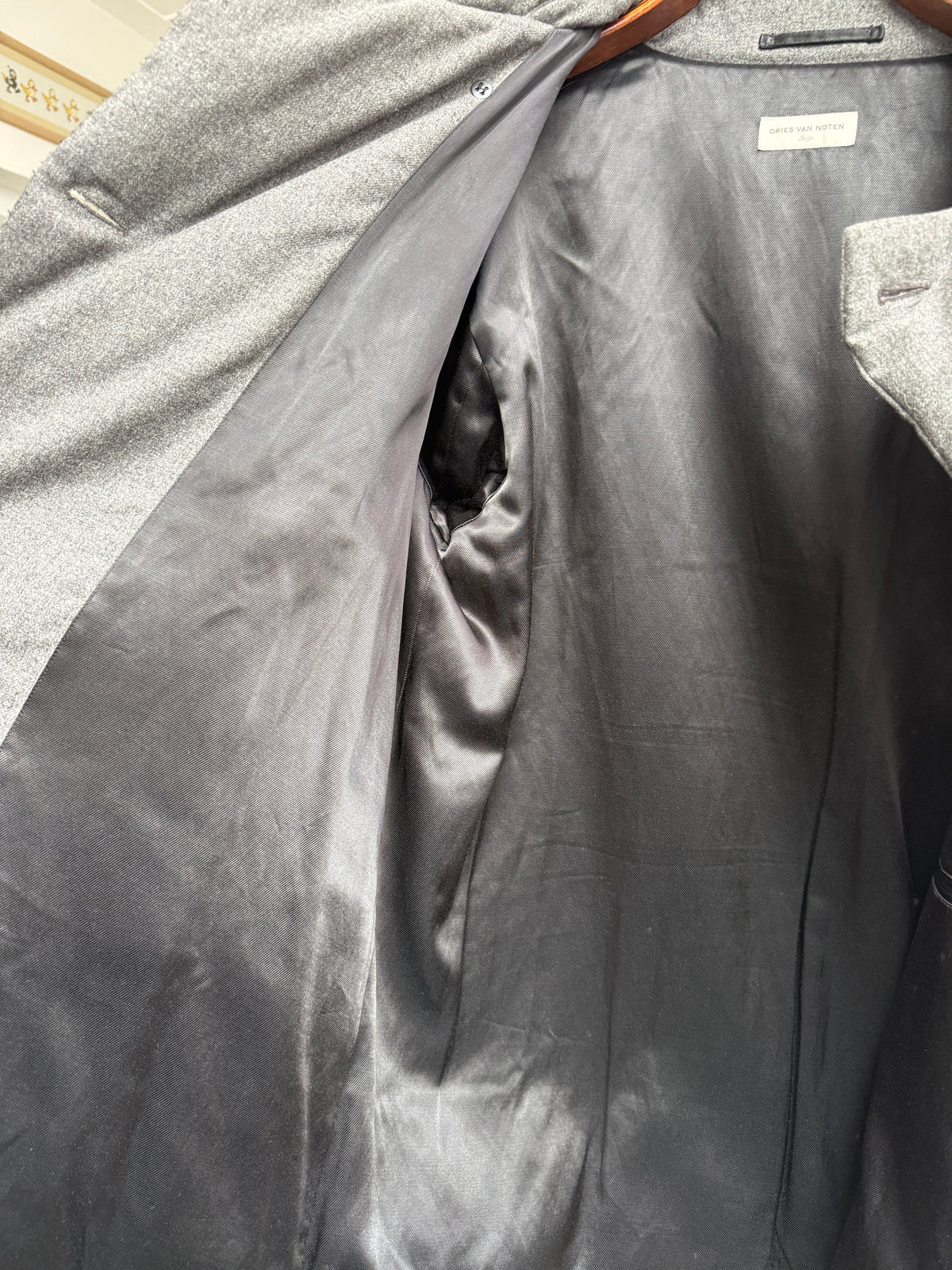 Dries van Noten grey wool down-filled peacoat, Fall 2009