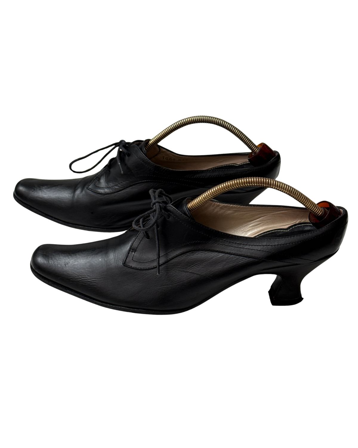 Dries Van Noten Vintage black leather lace-up mules size 39