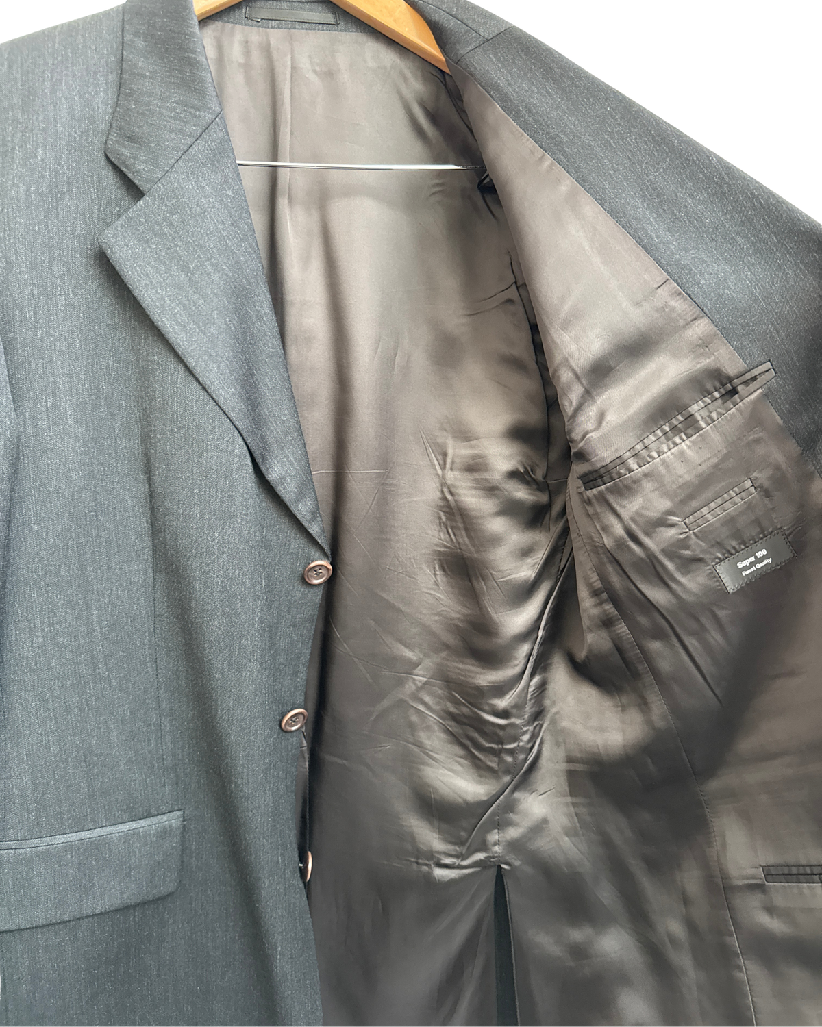 Hugo Boss Charcoal Three Piece Wool Suit 50 Men