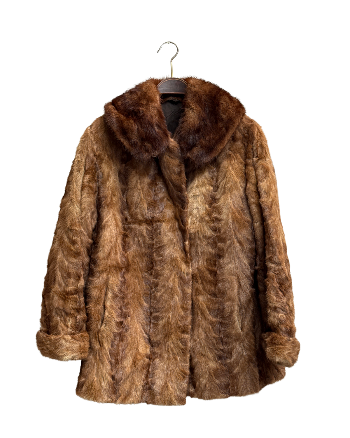 Donkerwolke Enschede Vintage 1970s Fur Jacket Stand Up Collar 44 Women