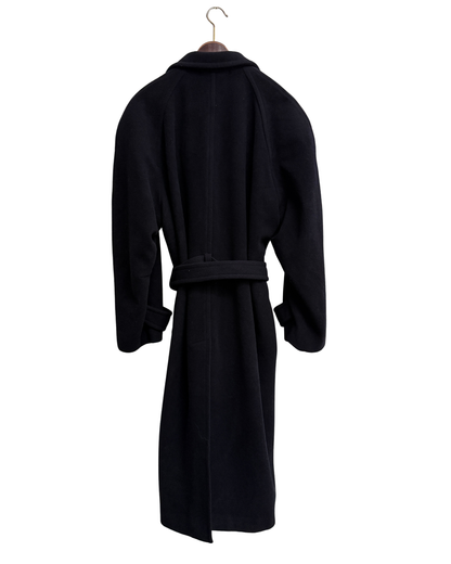 Van Gils Navy Wool Overcoat Belted Batwing Est. 58 Men