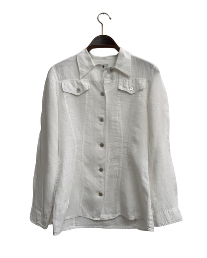 Dries Van Noten Vintage 90s White Linen Shirt Womens M