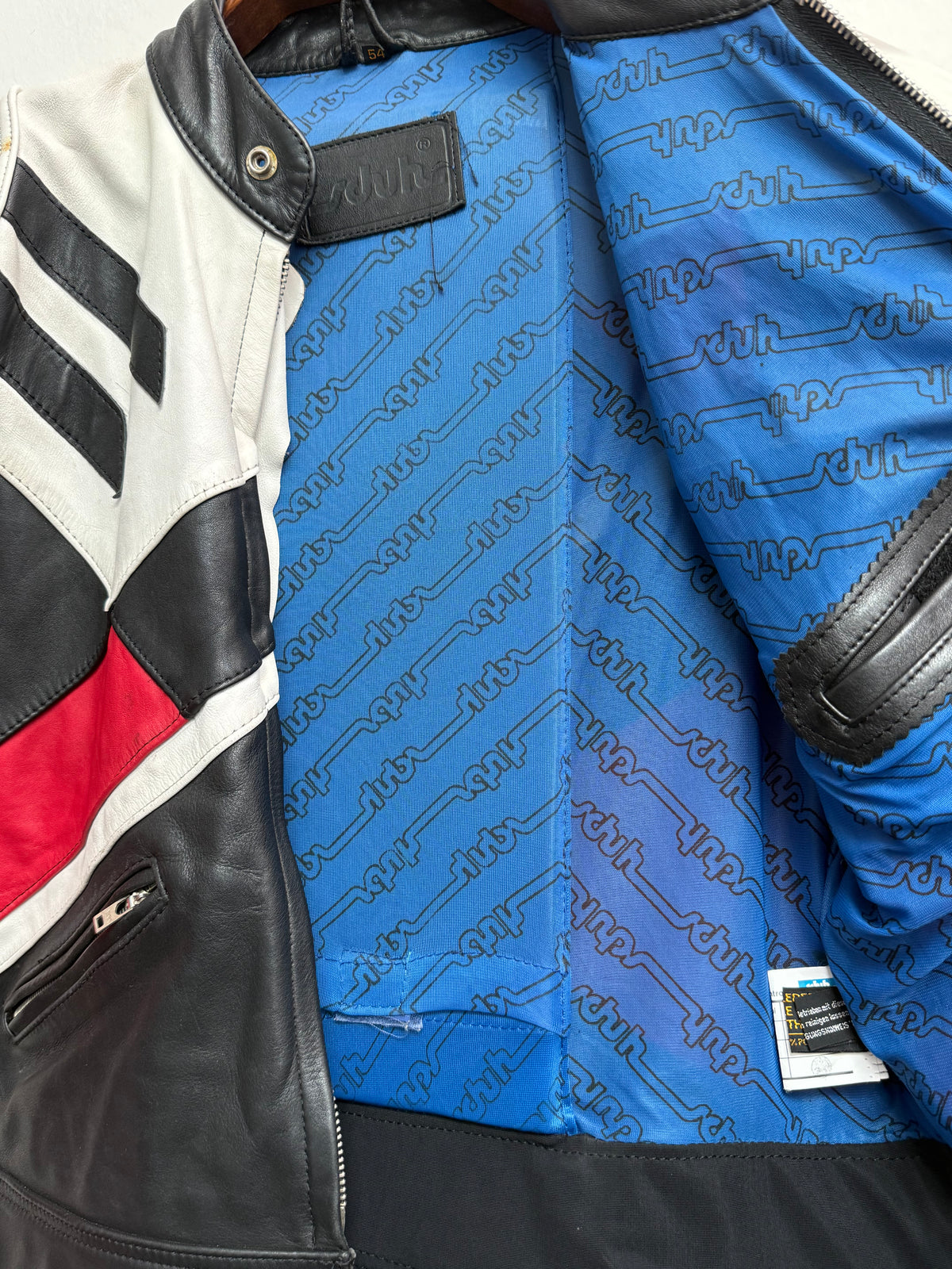 Schuh Vintage Racing Leather Jacket White Black Red 54 Men