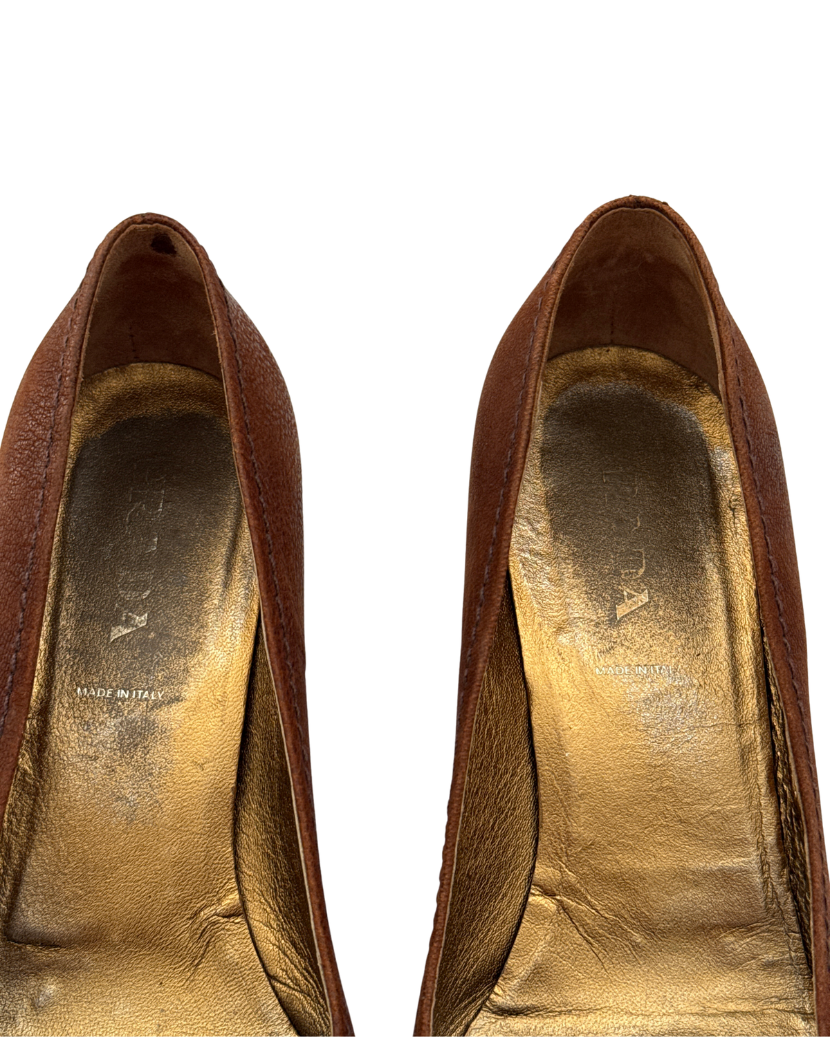 Prada Early 2000s Brown Leather Buckle Pumps 37.5 Women