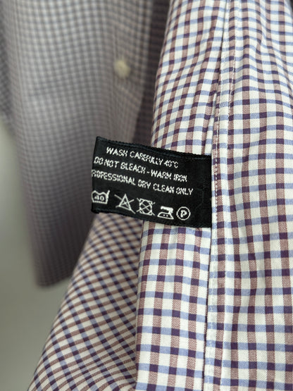 Tom Ford Aubergine Gingham Cotton Tab Collar Shirt, Men's IT 42