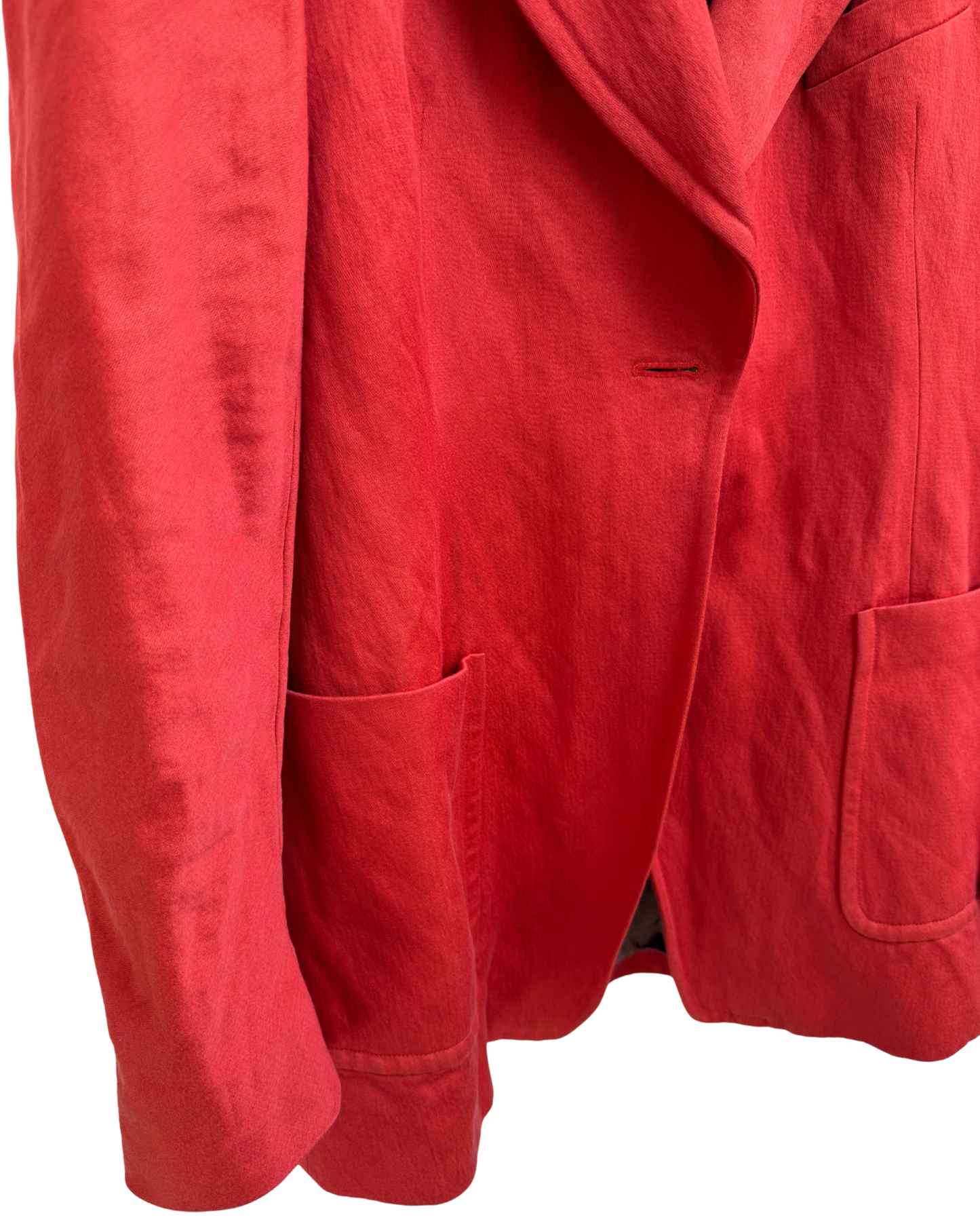 Dries Van Noten Red Wool and Cotton Blend Batwing Blazer Women Size 36