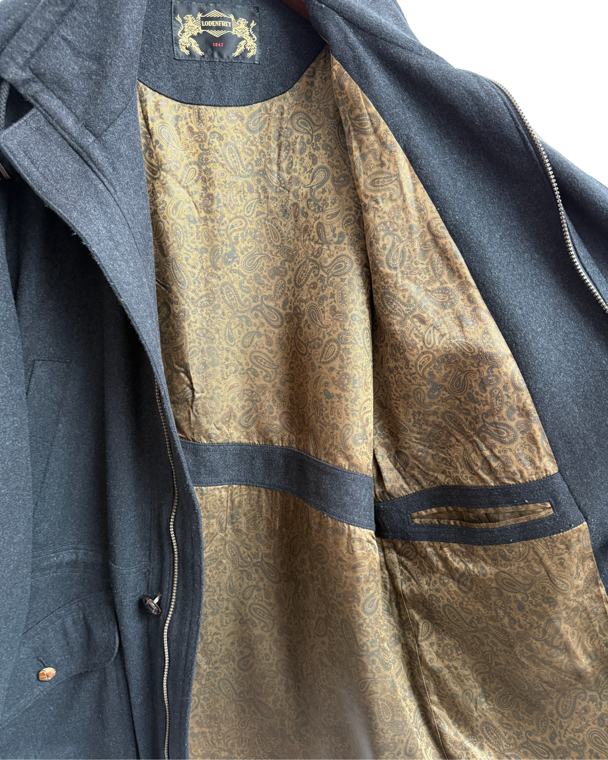 Vintage Lodenfrey Charcoal Wool and Cashmere Loden Coat, IT 52, Men