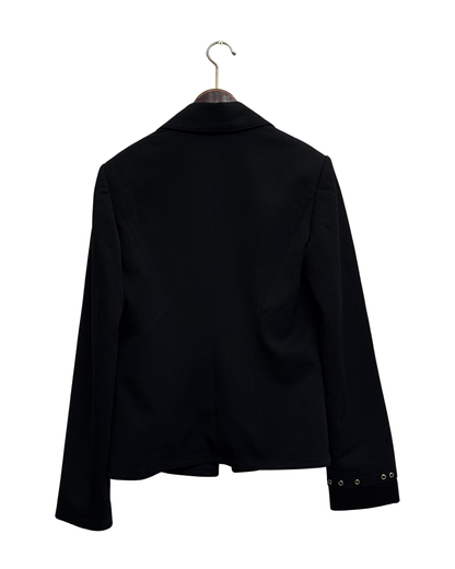 Dirk Bikkembergs Early 2000s Black Fitted Blazer Eyelet Cuffs IT 46 Women