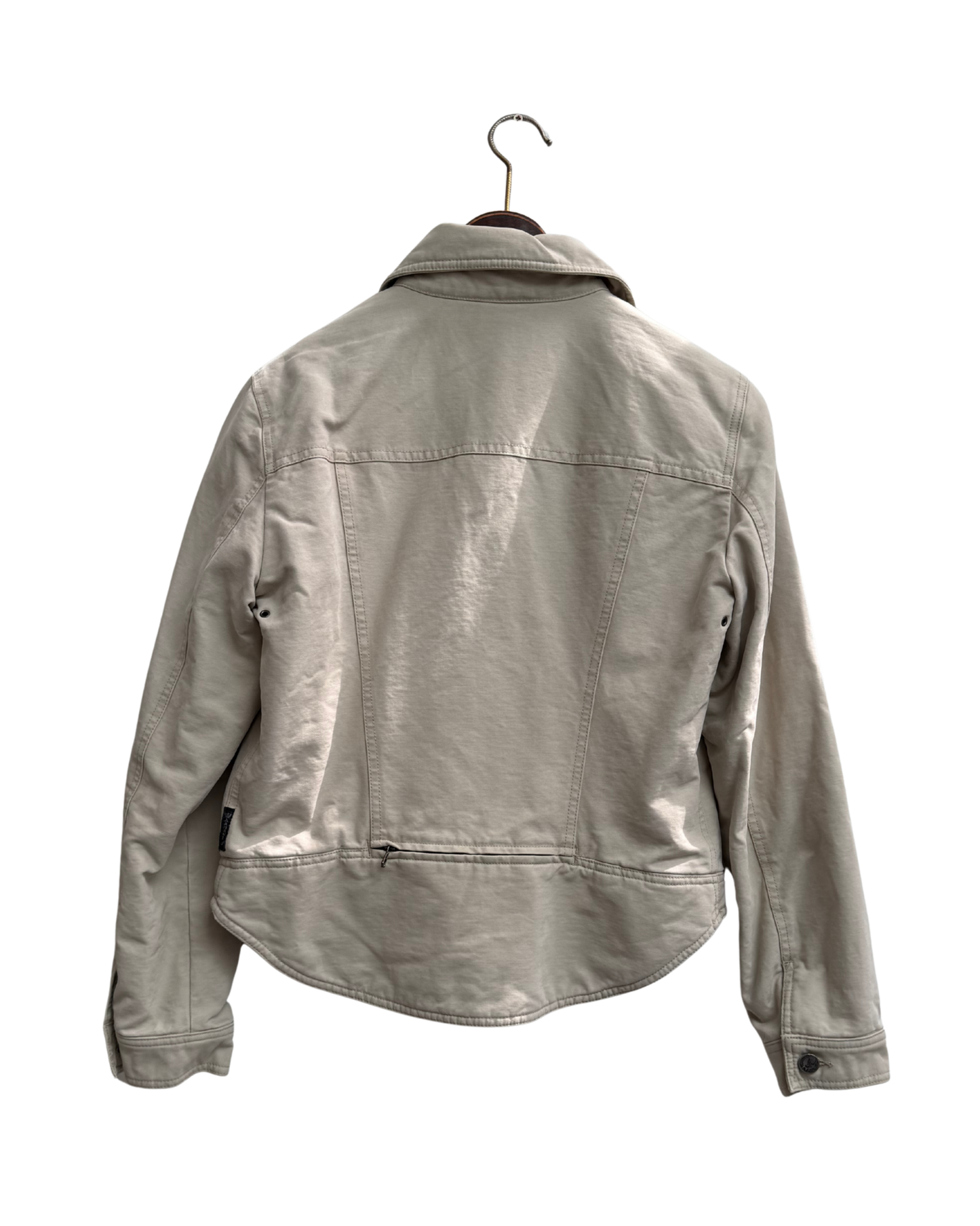 Armani Jeans Padded Cotton Trucker Jacket Cream Beige Made in Italy Size 44 IT